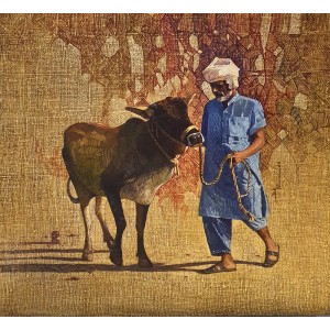 Tariq Mahmood, 48 x 48, Oil on Jute, Figurative Painting, AC-TMD-044